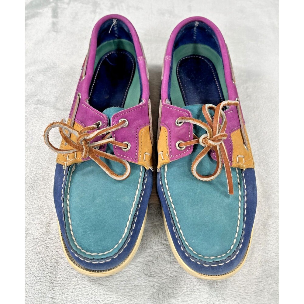 Sebago Docksides Portland Spinnaker Boat Shoes Mens 8.5 Colorblock Suede Leather